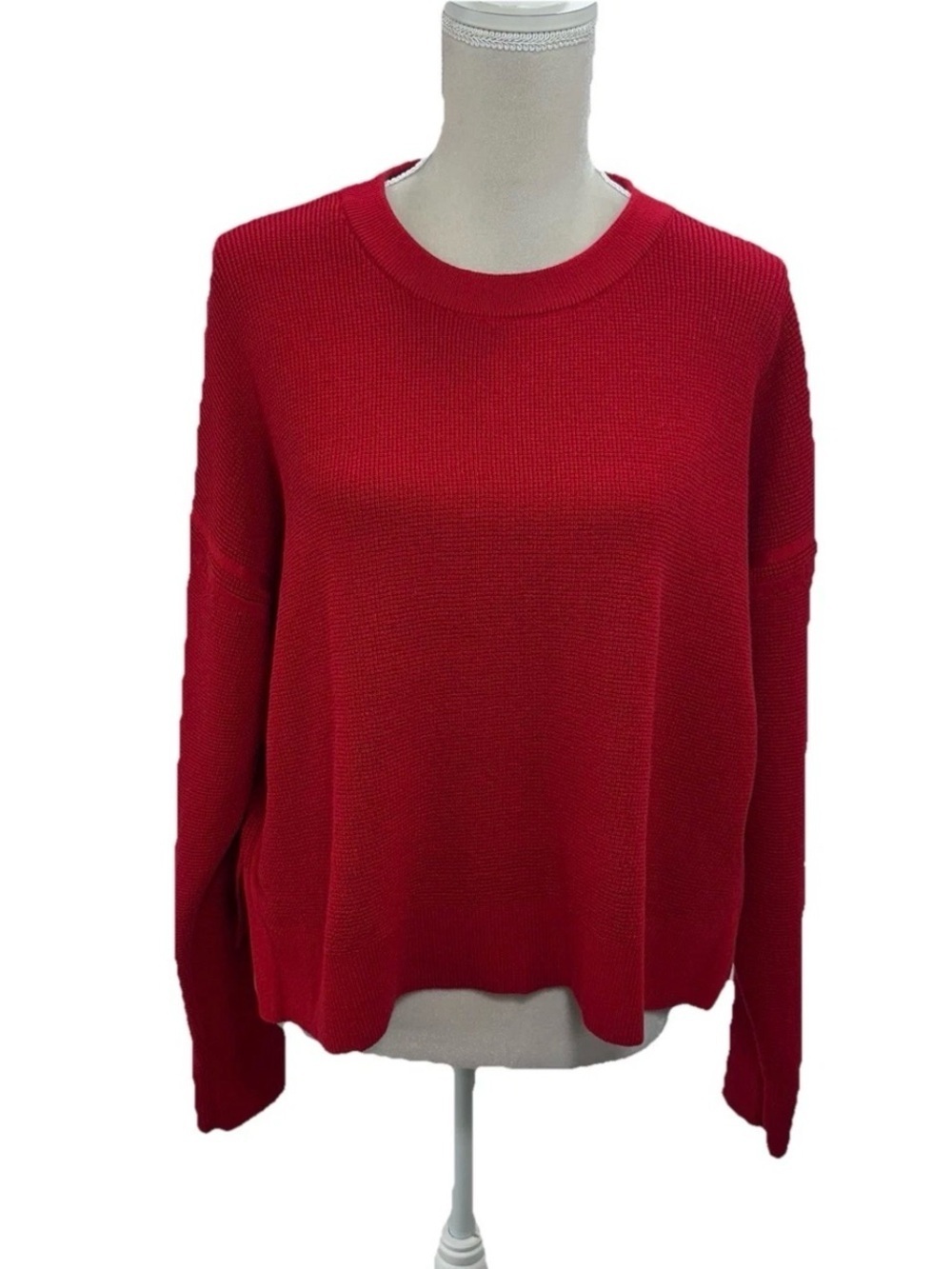 MICHAEL Michael Kors Vibrant Red Ribbed Crewneck Sweater